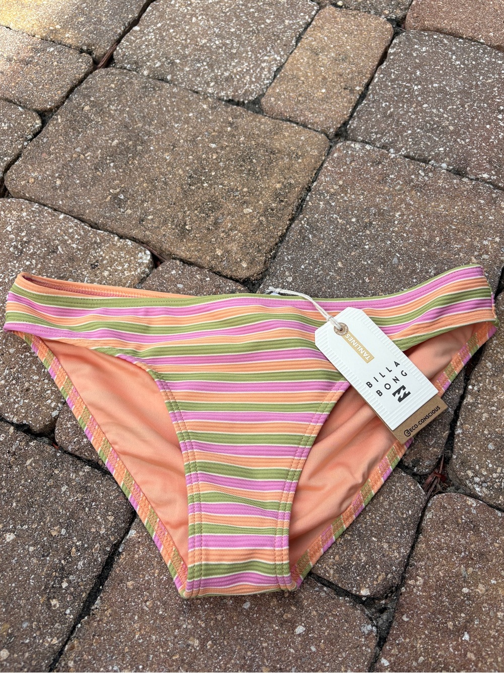 NWT Billabong Peach Striped Bikini Bottom